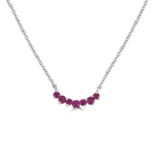 Grace Sterling Silver Genuine Ruby Gemstone Curved Bar Necklace, 18 Inches
