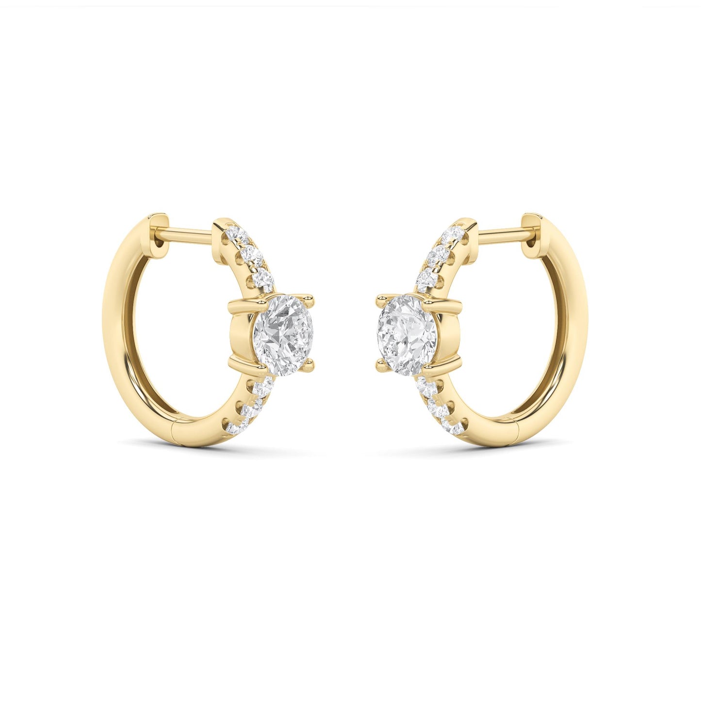14K Gold 1.5 CTTW Lab Grown Diamond Round Cut Hoop Earrings