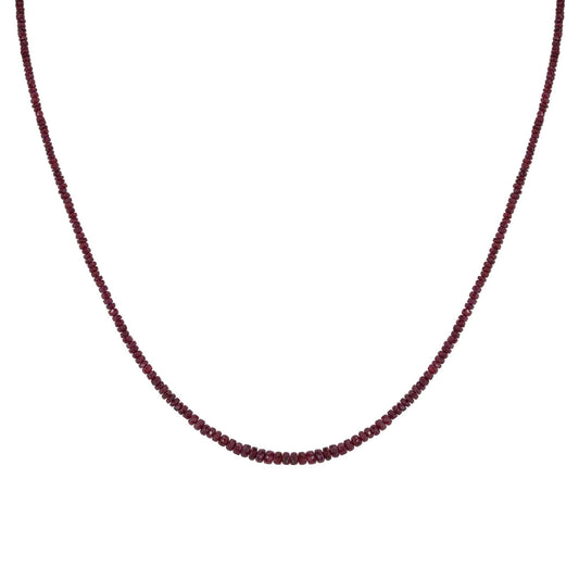 Sterling Silver Ruby Faceted Bead Necklace, 18 Inches
