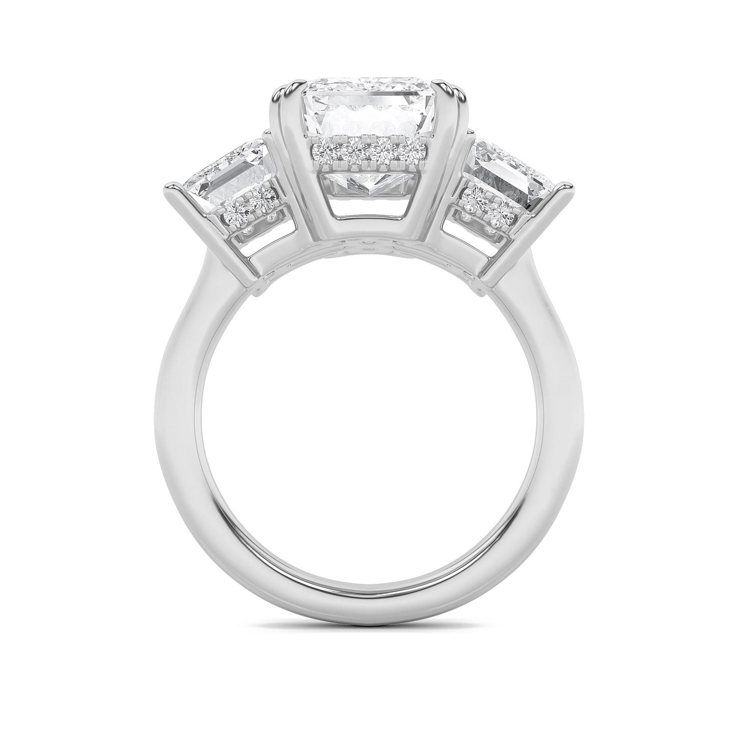 14K White Gold Lab Grown Diamond 8.3 CTTW 3-Stone Emerald Cut Ring