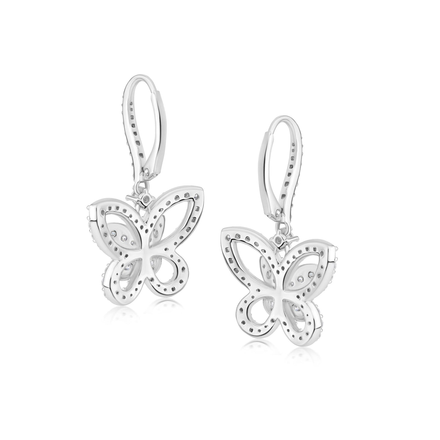 Judy Crowell Jewelry Sterling Silver Cubic Zirconia Butterfly Leverback Drop Earrings