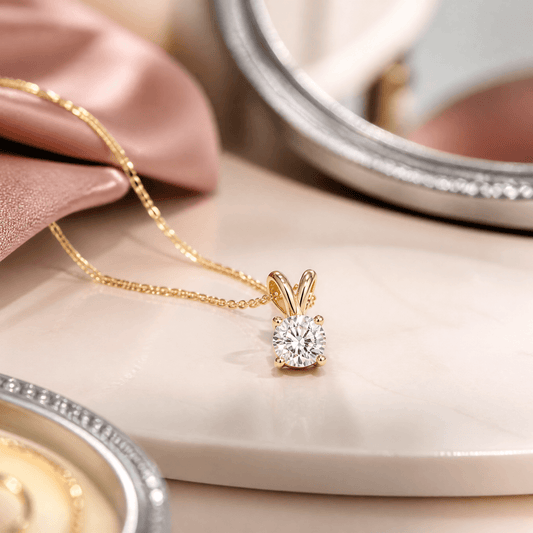 14K Gold 3.0 CTTW Lab Grown Diamond Round Pendant Necklace