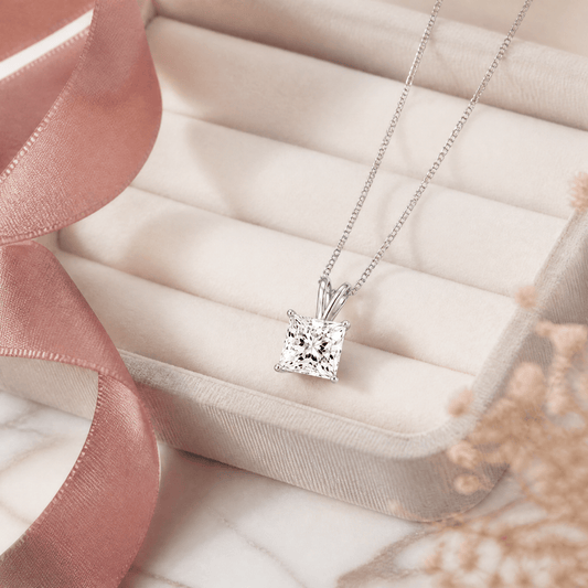14K White Gold 3.0 CTTW Lab Grown Diamond Oval Pendant Necklace