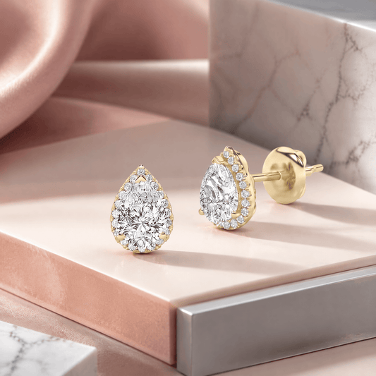 14K Gold 1.0 CTTW Lab Grown Diamond Pear Stud Earrings