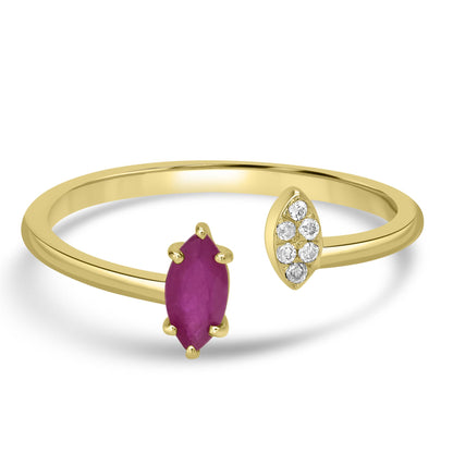 Clara 14k Gold Ruby Gemstone Bypass Stackable Ring