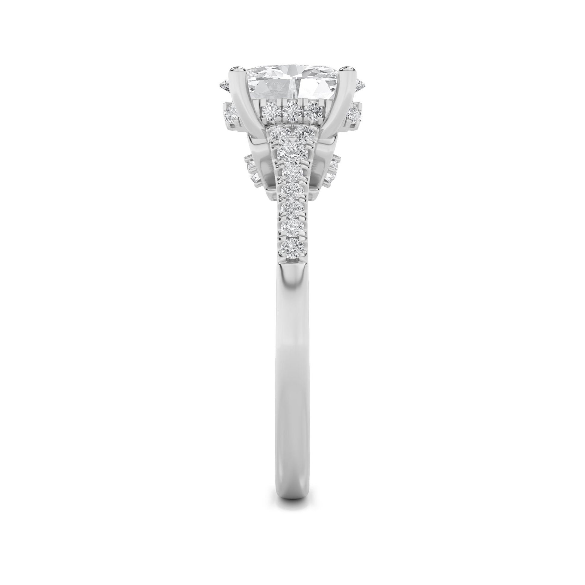 14K White Gold Lab Grown Diamond 1.50 CTTW Oval Cut Center Stone Ring