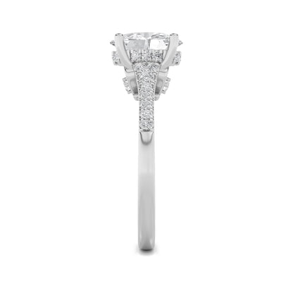 14K White Gold Lab Grown Diamond 1.50 CTTW Oval Cut Center Stone Ring