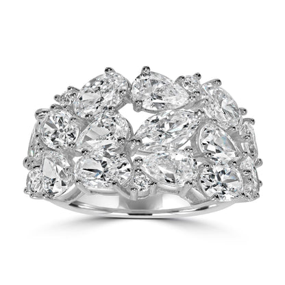 Kathy Levine Sterling Silver Cubic Zirconia Multi-Shape Splurge Ring