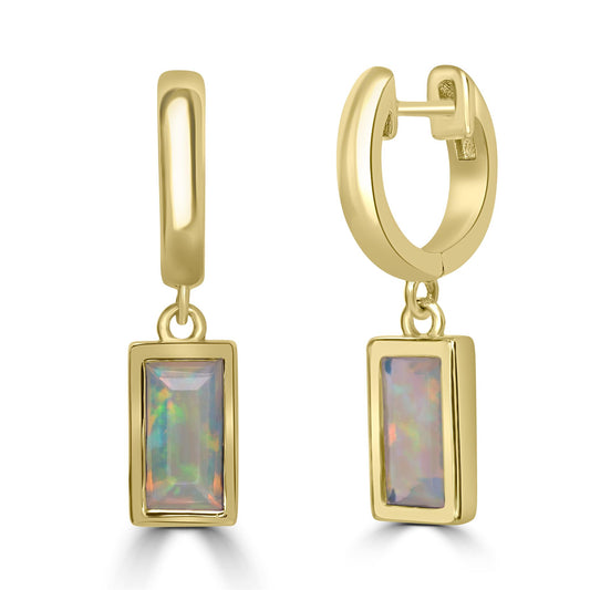 14K Gold over Sterling Silver Genuine Opal Dangle Earrings