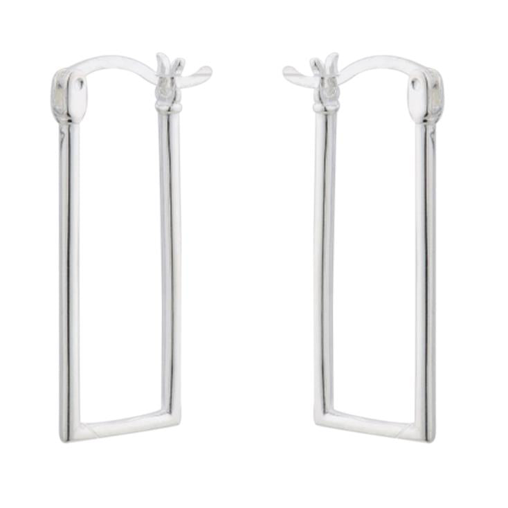 Judy Crowell Jewelry Sterling Silver Rectangle Hoop Earrings