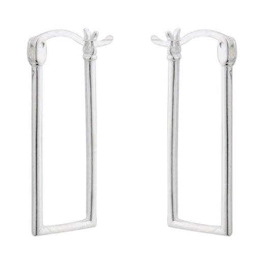 Judy Crowell Jewelry Sterling Silver Rectangle Hoop Earrings