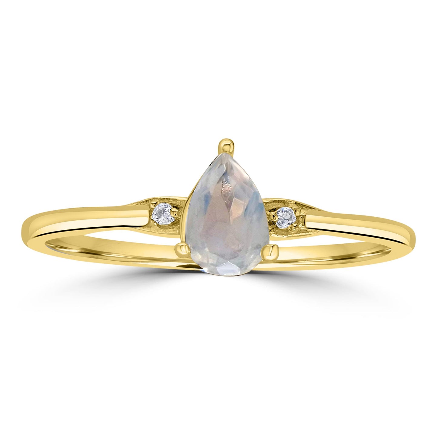 Dew 14K Gold Over Sterling Silver Moonstone Stackable Pear Ring, Sizes 6 to 8