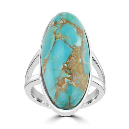 GG Collection Sterling Silver Sonoran Turquoise Oval Ring, Sizes 5 and 6