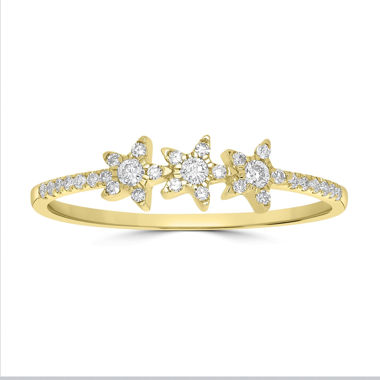 14K Gold Round Diamond Star Ring, .15 Carats, Sizes 6 to 8