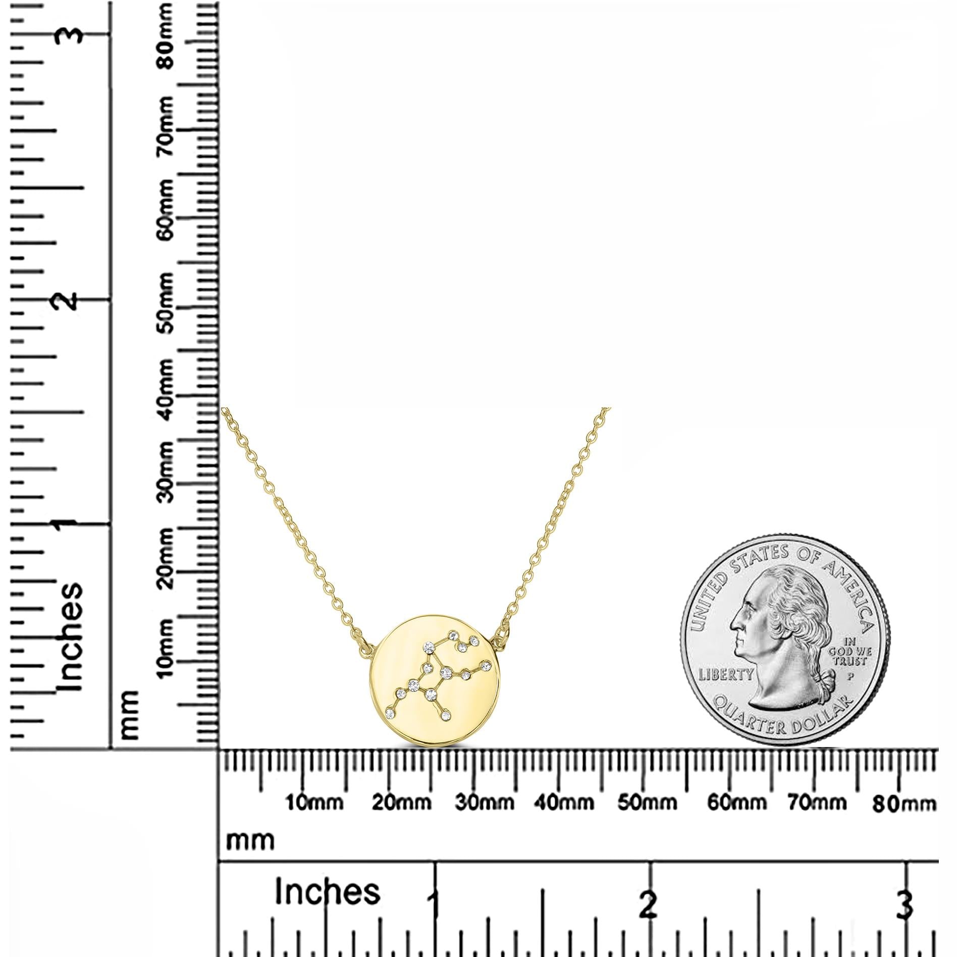 14k Gold Over Brass Virgo Zodiac Crystal Pendant Necklace 16 in  Inches