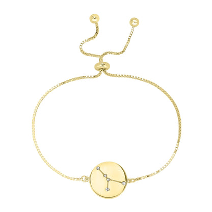 14k Gold Over Brass Cancers Zodiac Crystal Bracelet with Adjustable Chain 5 to 9 Inches