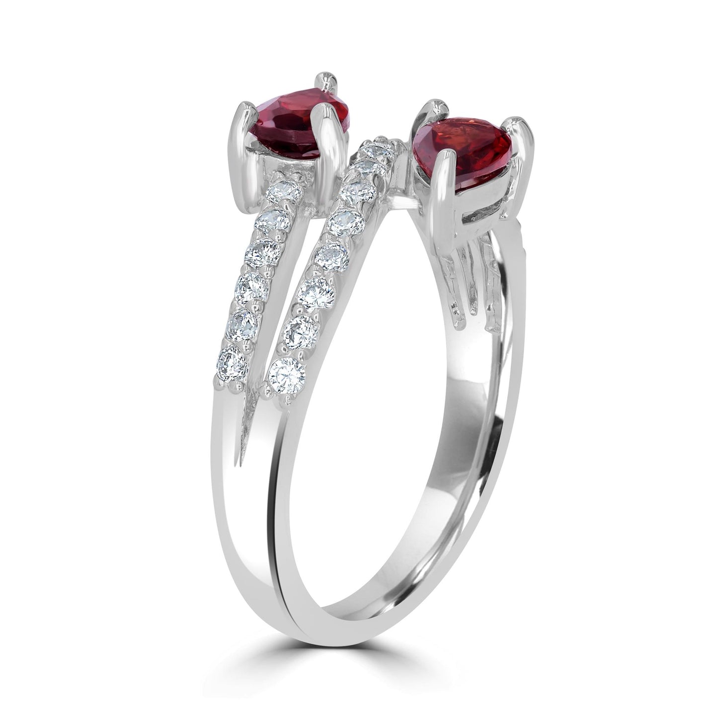 Sterling Silver Garnet Cubic Zirconia Pear-Cut Bypass Ring, Sizes 7 to 9