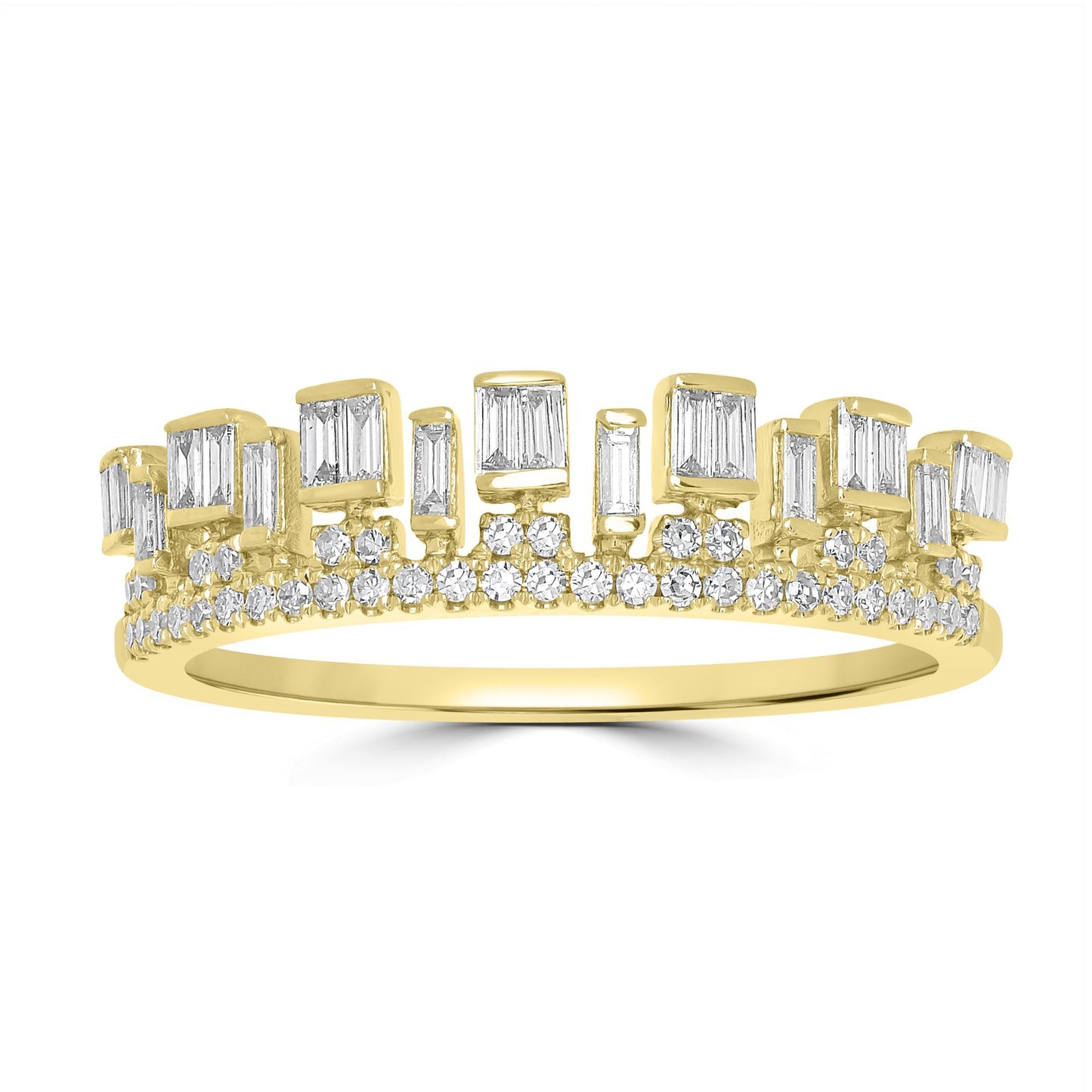 14K Gold Round Diamond Crown Ring, .38 Carats, Sizes 6 to 8