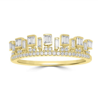 14K Gold Round Diamond Crown Ring, .38 Carats, Sizes 6 to 8