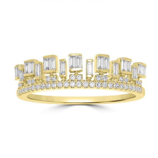 14K Gold Round Diamond Crown Ring, .38 Carats, Sizes 6 to 8