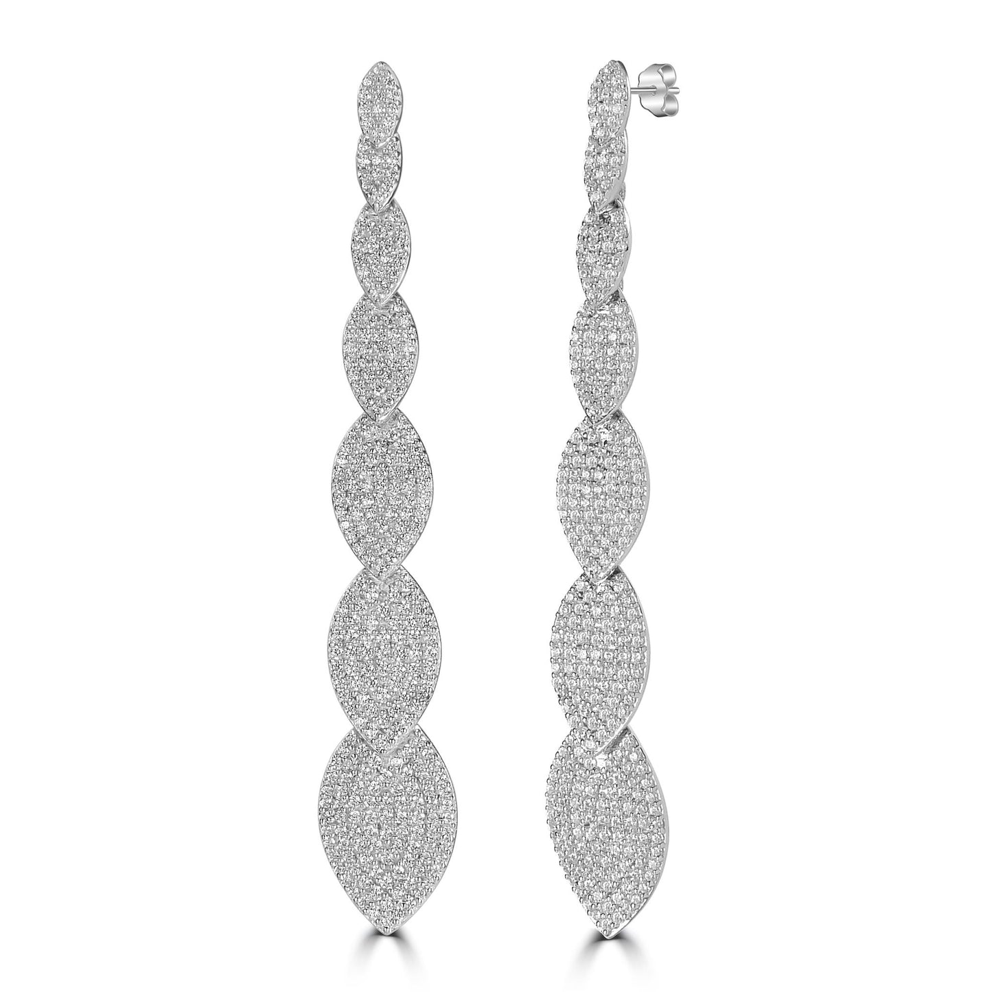 Gemistry Judy Crowell Jewelry Sterling Silver Graduated Marquis Cubic Zirconia Drop Earrings