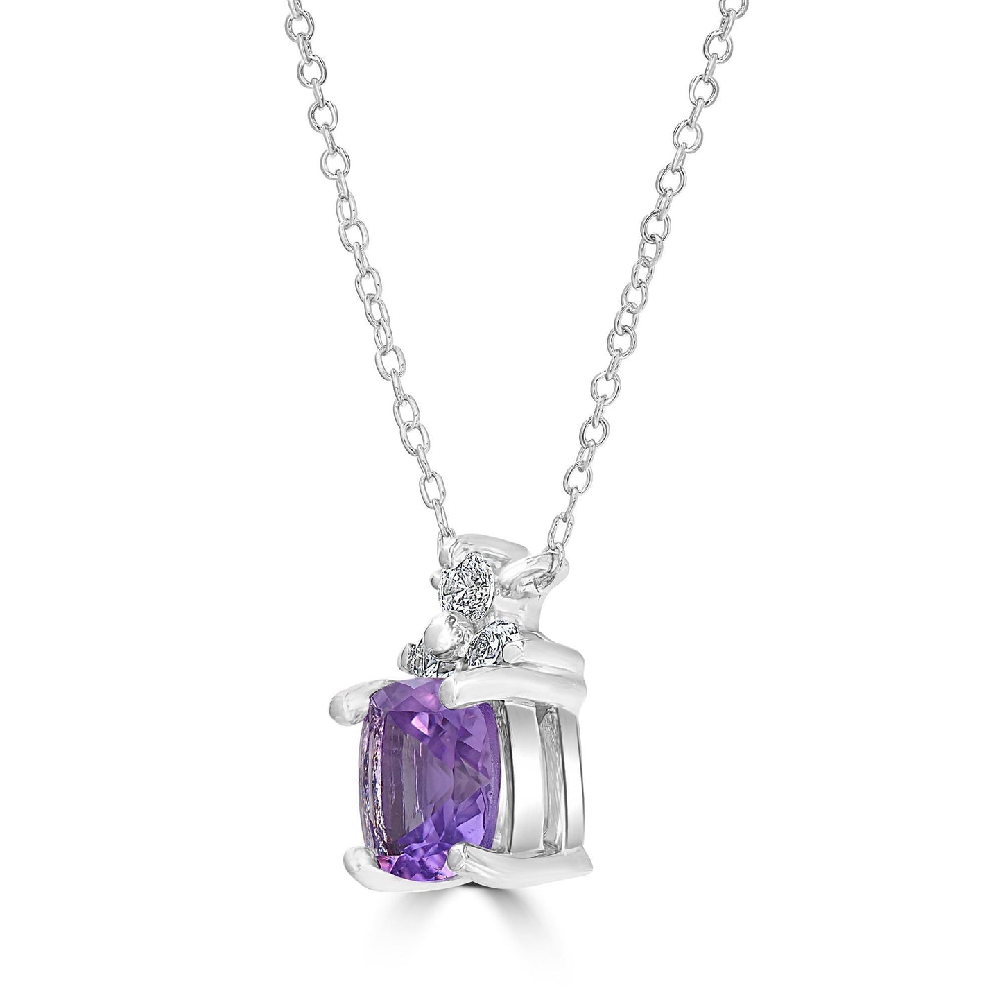 Gemistry Genuine Stone Amethyst Sterling Silver 18 Inch Cable Pendant Necklace-11