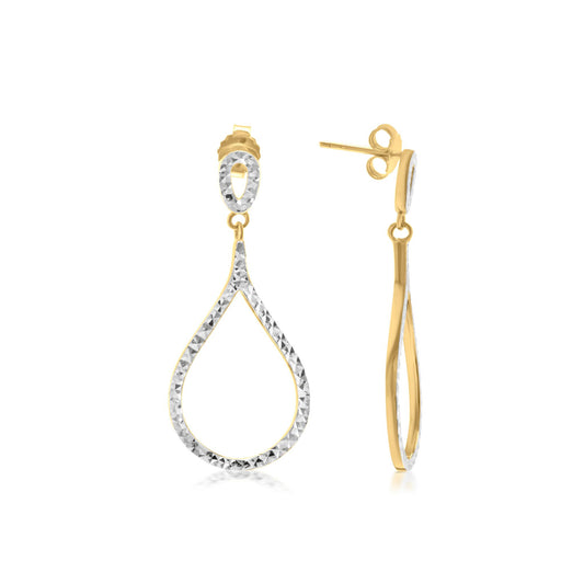 Judy Crowell Jewelry 14K Gold Over Sterling Silver Diamond Cut Double Teardrop Earrings