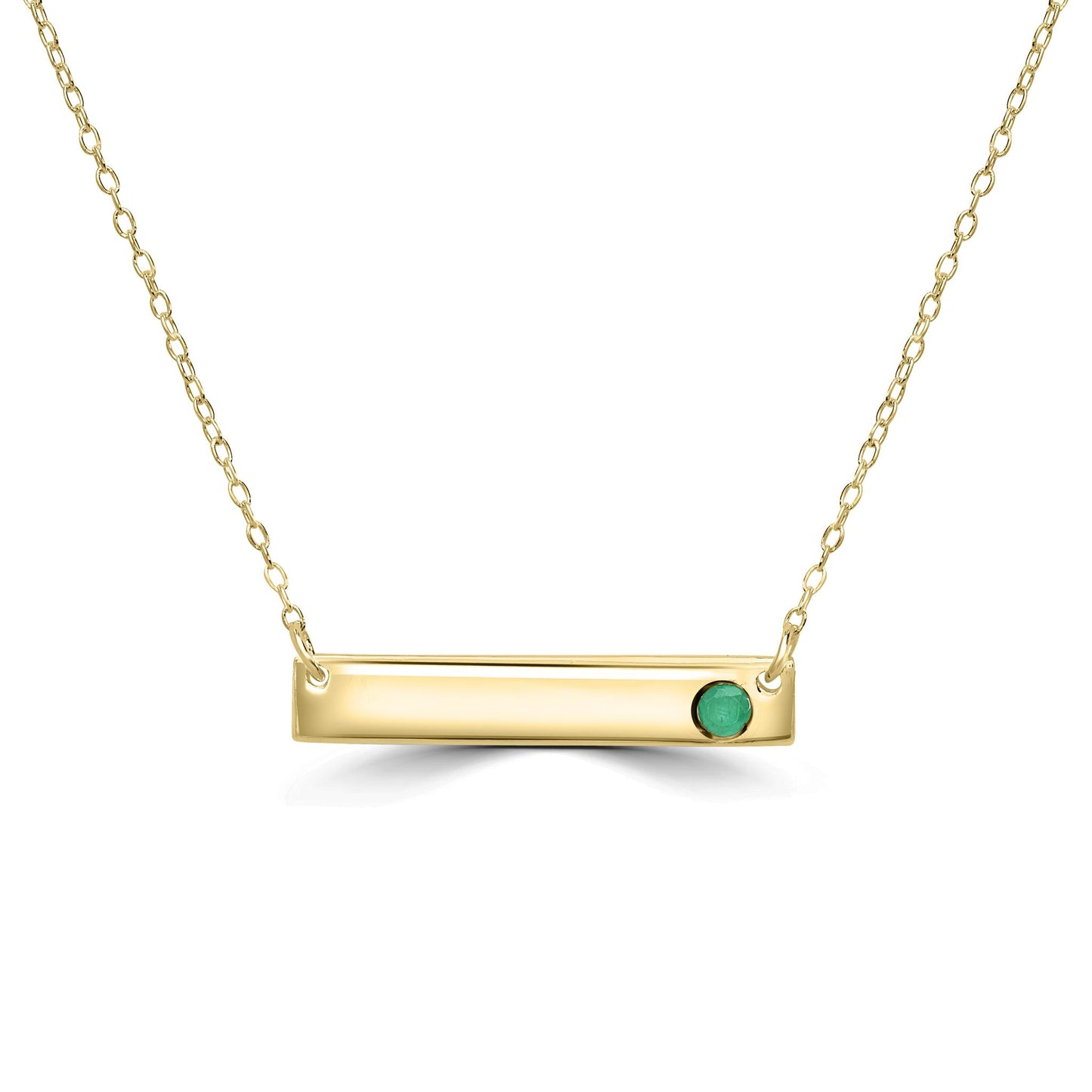 Gemistry Audrey Round Genuine Emerald Asymmetrical Bar Necklace