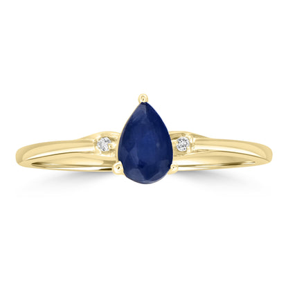 Dew 14K Gold Over Sterling Silver Blue Sapphire Stackable Pear Ring, Sizes 6 to 8