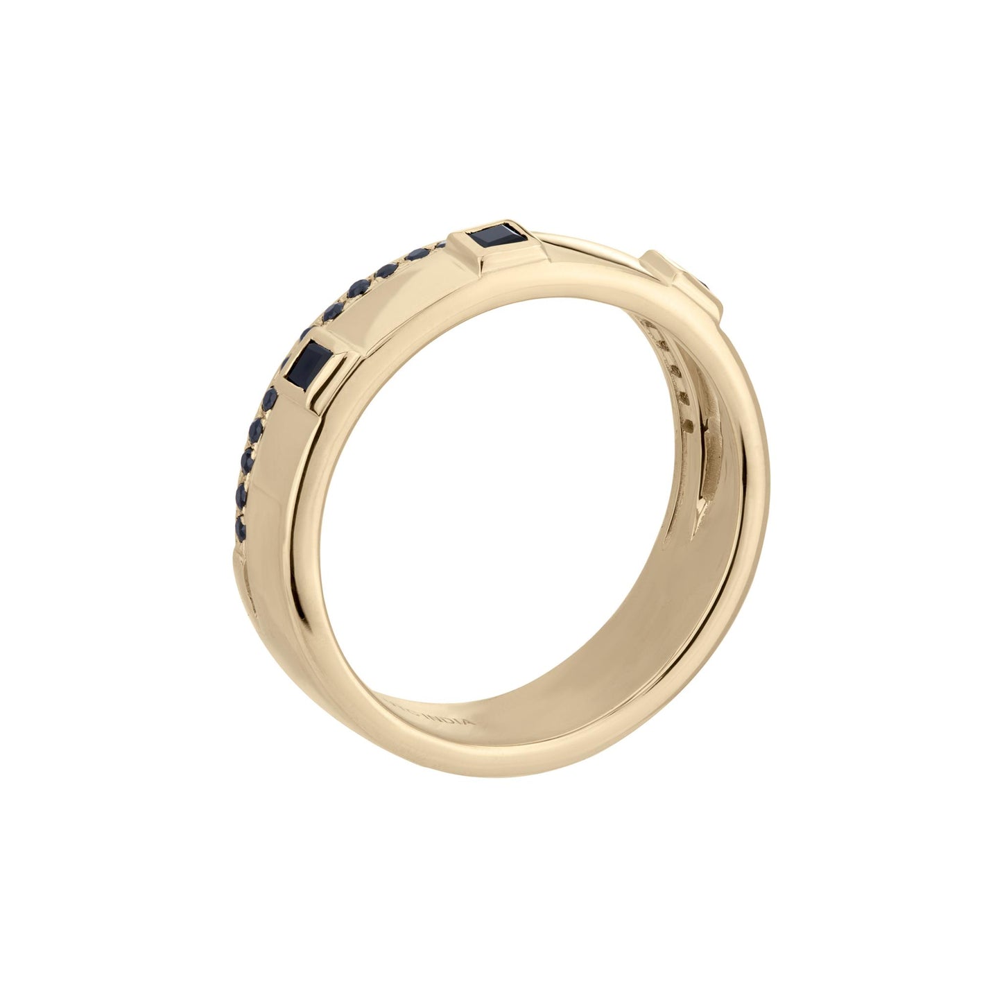 Lyla 14k Gold Pave and Bezel Onyx Double Band Stackable Ring