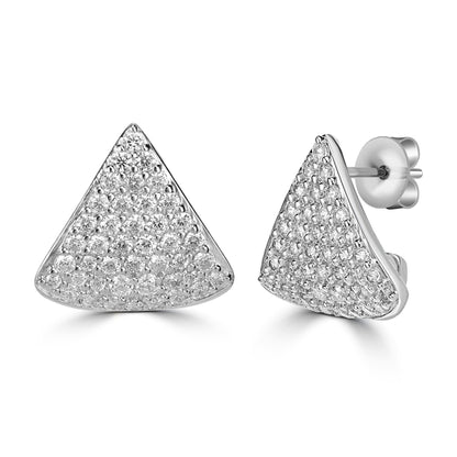 Kathy Levine Sterling Silver Cubic Zirconia Pave Trillion Stud Earrings