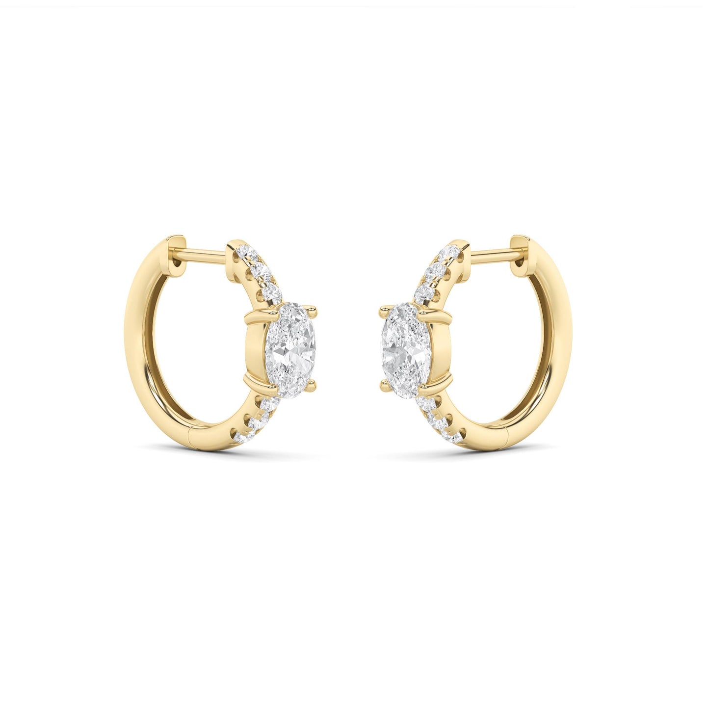 14K Gold 1.5 CTTW Lab Grown Diamond Oval Cut Hoop Earrings
