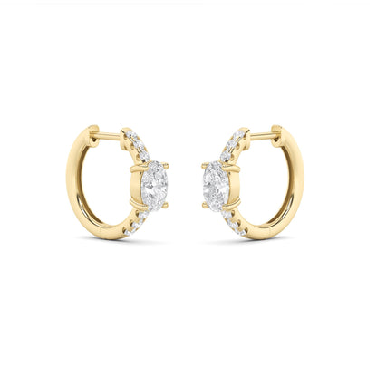 14K Gold 1.5 CTTW Lab Grown Diamond Oval Cut Hoop Earrings