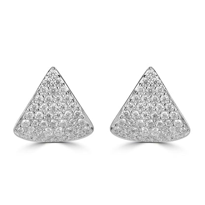 Kathy Levine Sterling Silver Cubic Zirconia Pave Trillion Stud Earrings