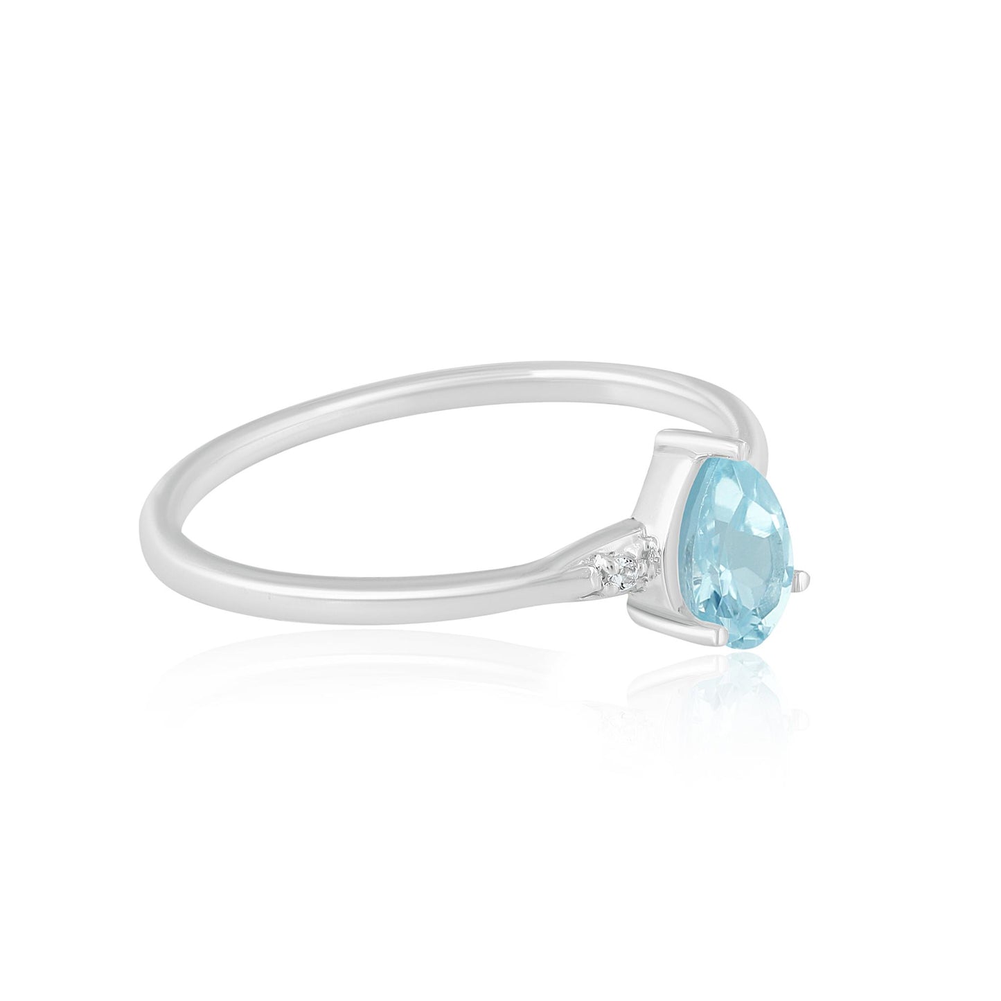 Dew Sterling Silver Sky Blue Topaz Stackable Pear Ring, Sizes 6 to 8