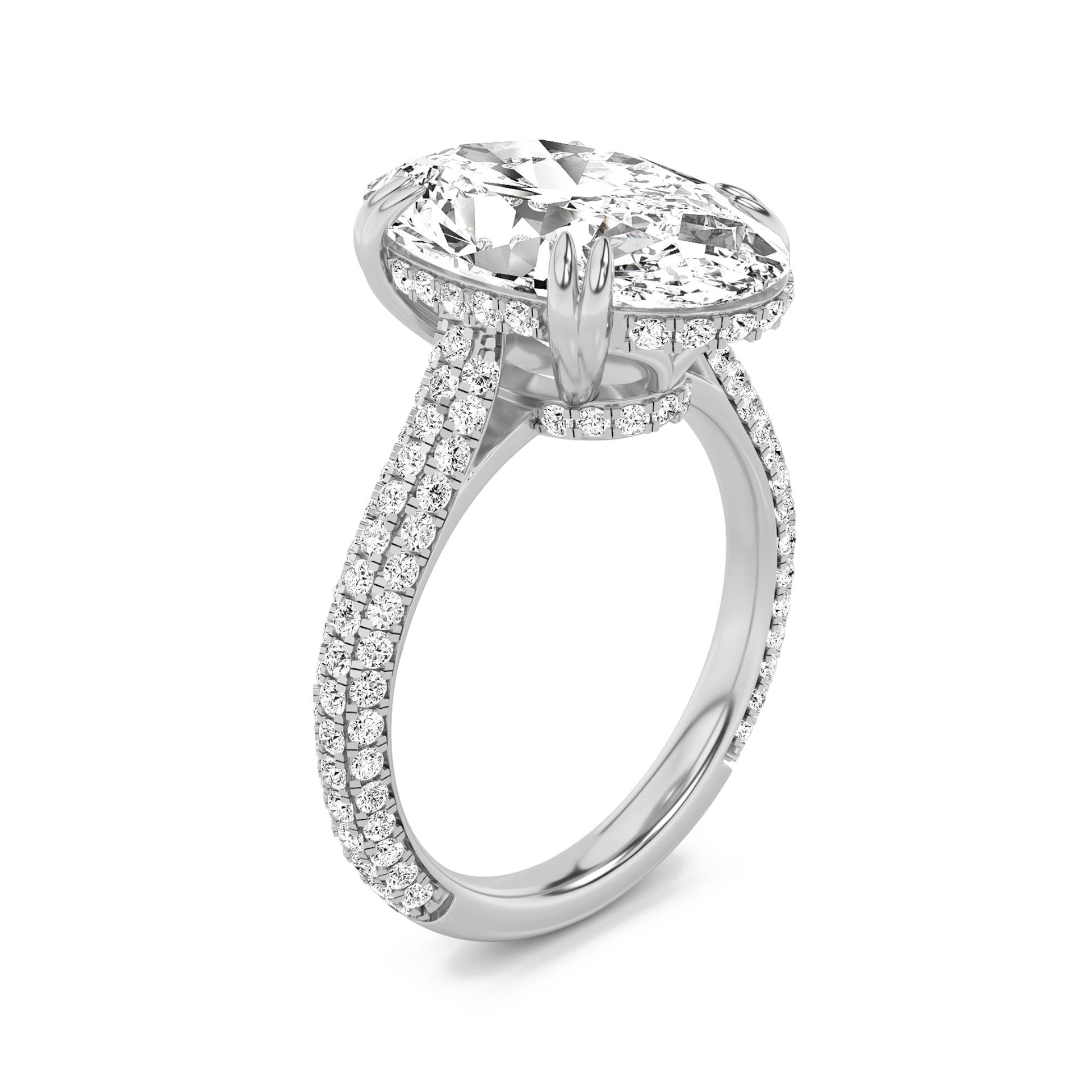 14K White Gold Lab Grown Diamond 7.0 CTTW Oval Cut Ring