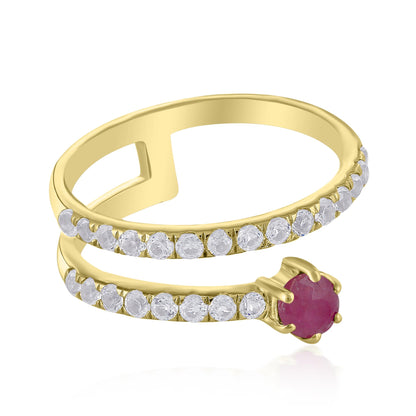 Haley 14k Gold Ruby Gemstone Bypass Stackable Ring