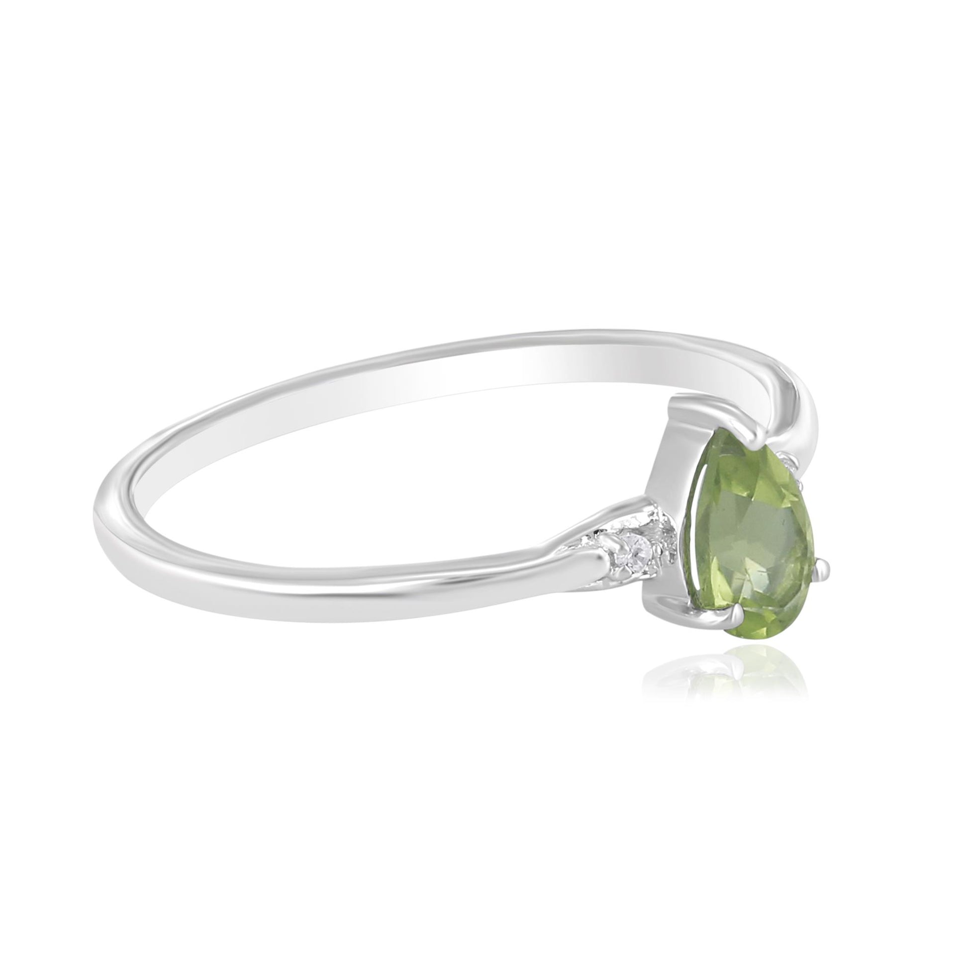 Dew 14k Gold Peridot Gemstone Stackable Pear Ring