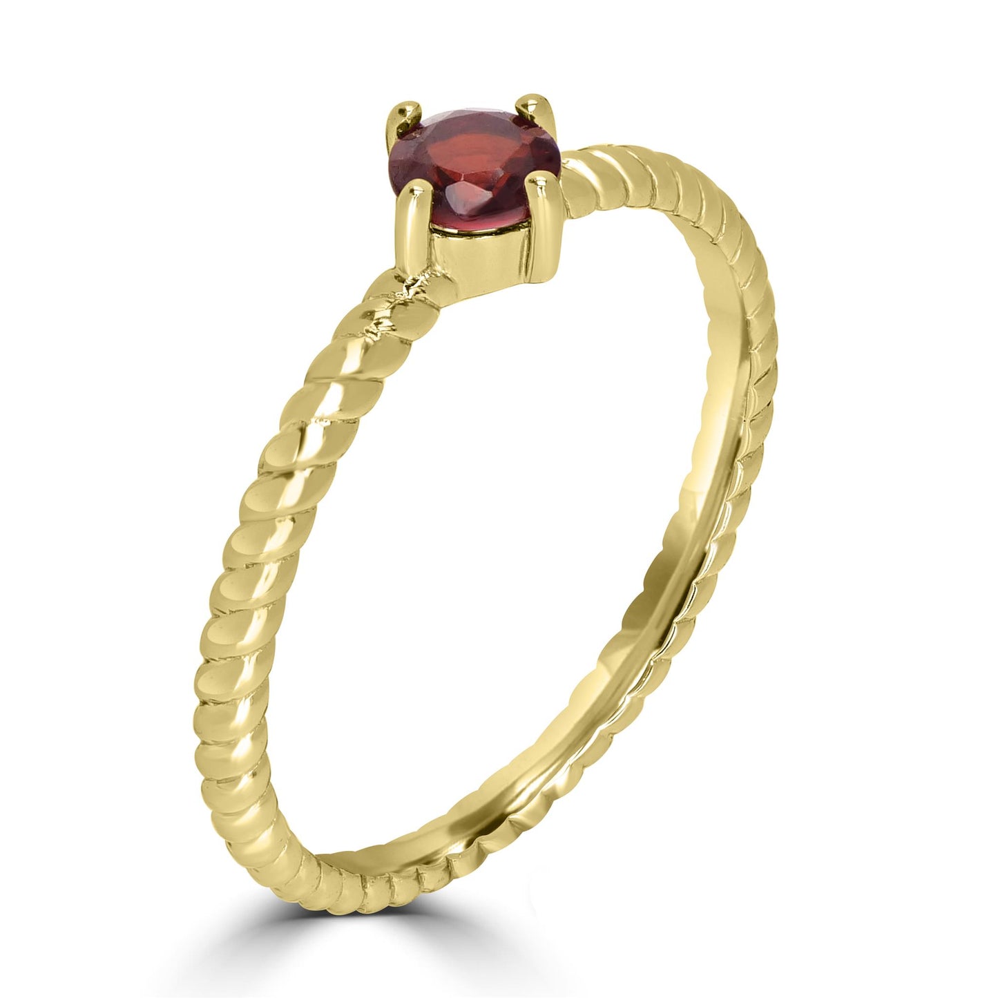 Scarlett 14k Gold Round Solitaire Garnet Gemstone Stackable Ring