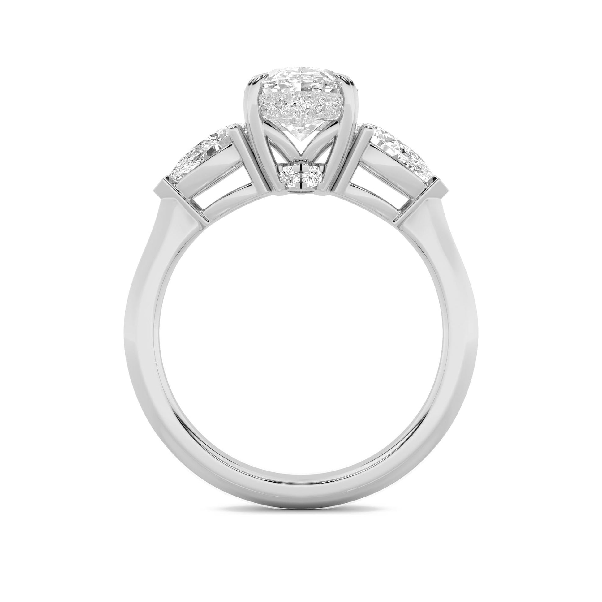 14K White Gold Lab Grown Diamond 3.0 CTTW Oval and Trillion Cut Ring