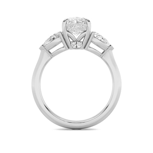14K White Gold Lab Grown Diamond 3.0 CTTW Oval and Trillion Cut Ring