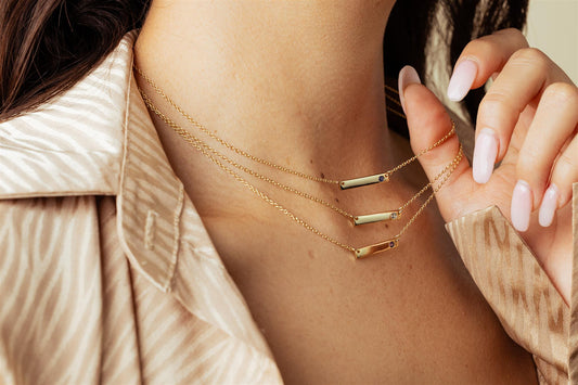 Gemistry Audrey Round Genuine Blue Sapphire Asymmetrical Bar Necklace