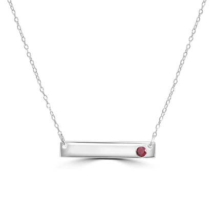 GEMISTRY 925 Sterling Silver Bar Necklace with Genuine Garnet Stone For Women & Girls With 16 + 4 Inch Extender Cable Chain Birthstone Jewelry Gift For Her Birthday|Wedding|Anniversary