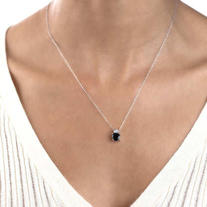 Gemistry Genuine Stone Black Onyx Sterling Silver 18 Inch Cable Pendant Necklace-2