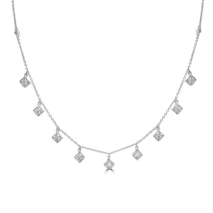 Kathy Levine Sterling Silver Cubic Zirconia Princess Cut Necklace