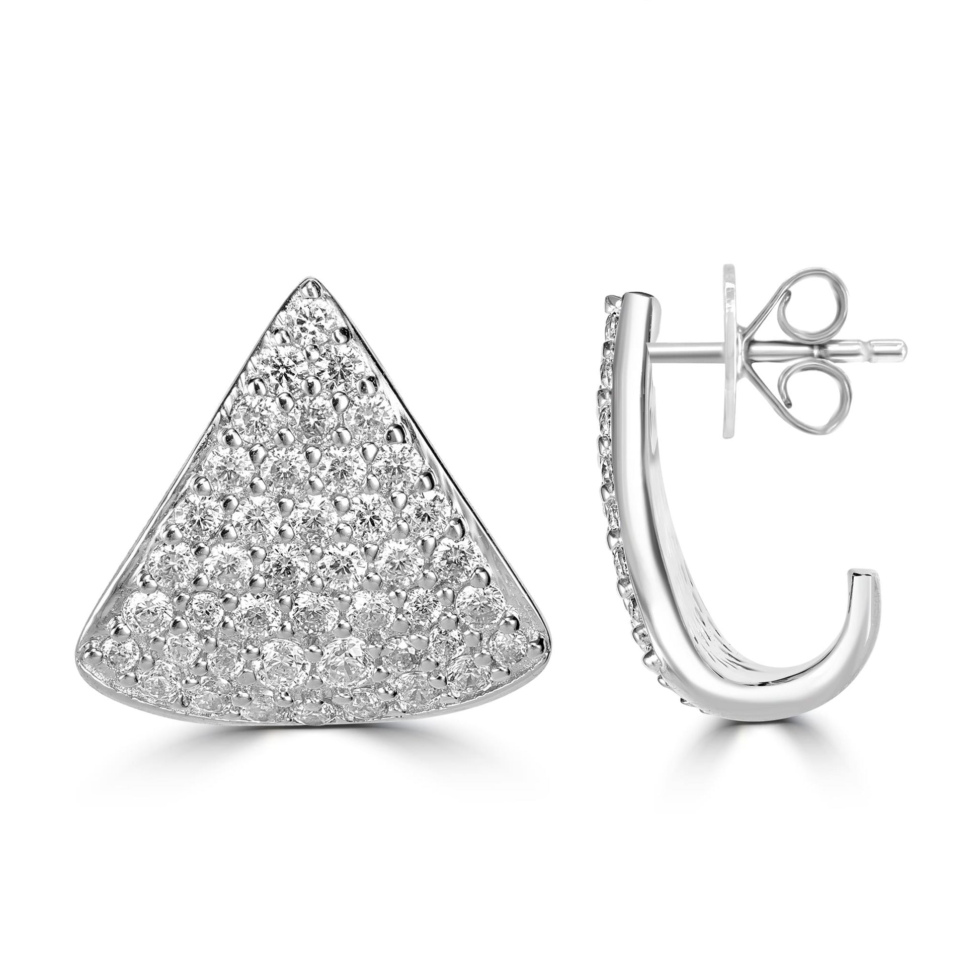 Kathy Levine Sterling Silver Cubic Zirconia Pave Trillion Stud Earrings