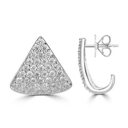 Kathy Levine Sterling Silver Cubic Zirconia Pave Trillion Stud Earrings