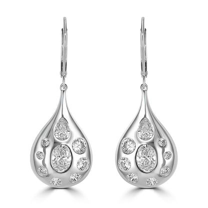 Kathy Levine Sterling Silver Cubic Zirconia Multi-Shape Teardrop Dangle Earrings