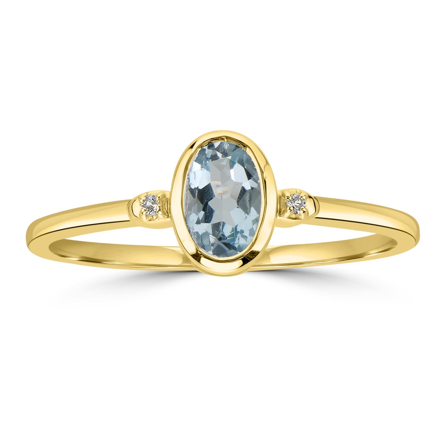 Kate 14k Gold over Sterling Silver Swiss Blue Topaz Gemstone Stackable Oval Ring