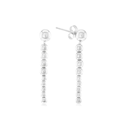 Judy Crowell Jewelry Sterling Silver Graduated Bead Drop Earrings